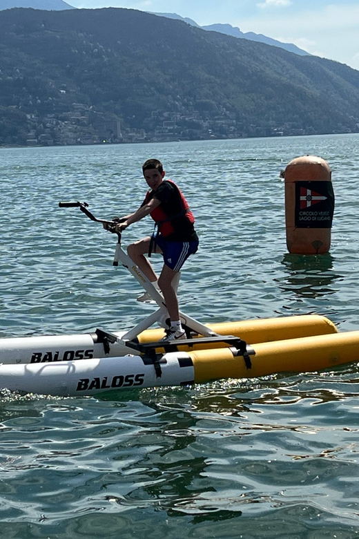 A Water Bike Adventure on Lake Lugano - Pedaling out from the Ciani Park pier