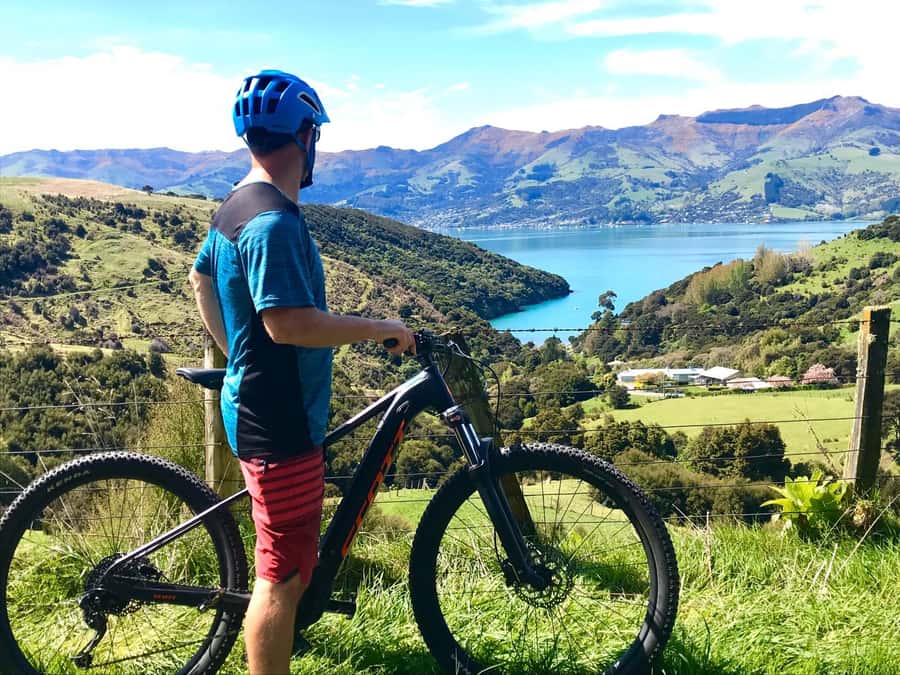 Akaroa: Electric Mountain Bike and Sea Kayak Adventure - The electric bike ride toward the crater