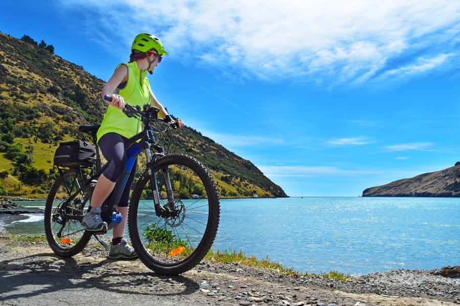 Akaroa: Guided Electric Mountain Bike Tour-Lava Loop - The views from sea to summit
