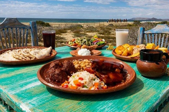 Baja Desert and Beach Electric Bike Adventure with Buffet - The buffet beside the ocean