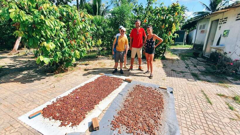 Can Tho: Countryside Cycling Tour with Cocoa Farm Visit - Inside the organic cocoa garden