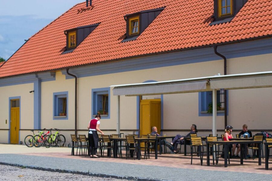 E-Bike Day Trip: Visit a Roman Castle and Taste Craft Beer - Karlstejn Castle after about an hour of riding