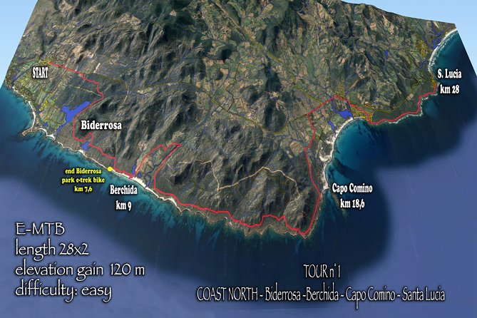 Easy ride to Biderosa, Berchida, & Capo Comino, with Electric Mountain Bikes - Starting at 9 a.m. in Sos Alinos