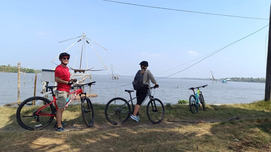 Fort Kochi Beach and Backwater eBike/Cycling Tour (Half Day) - Narrow roads between the shrimp farms