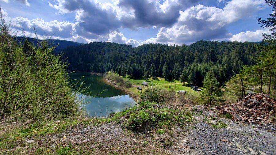 From Cluj: Mountain Bike around Lake Dragan - The forest road to the right arm of Lake Dragan
