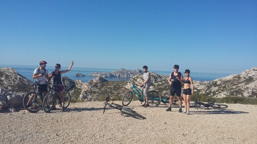 From Marseille: Calanques National Park E-Mountain Bike Tour - The Col de Cortiou view toward Sormiou