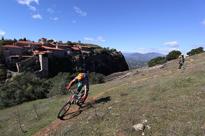 Meteora Trails Electric Mountain Bike Tour - A short stop near Varlaam and its mountain spring