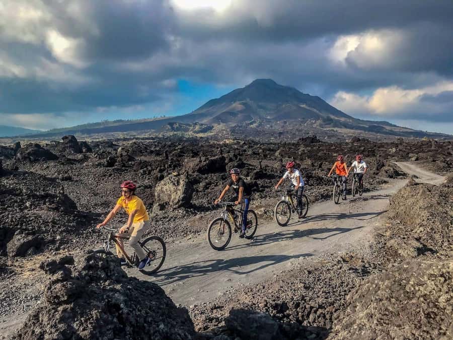 Mount Batur: Black Lava Cycling Tour w/ Natural Hot Spring - Temples, villages, and the lake view
