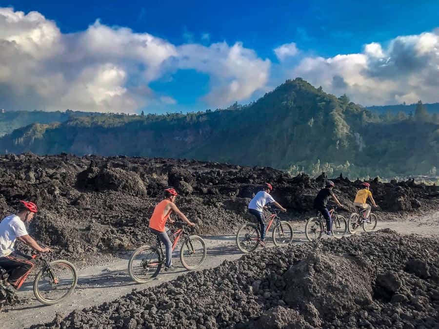 Mount Batur: Black Lava Cycling Tour w/ Natural Hot Spring - The hot spring is a well-timed reward