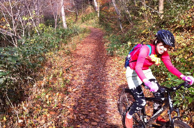 Nopporo Forest Mountain Bike Tour from Sapporo, presenting a retro Cycle cap - How difficult is the ride?