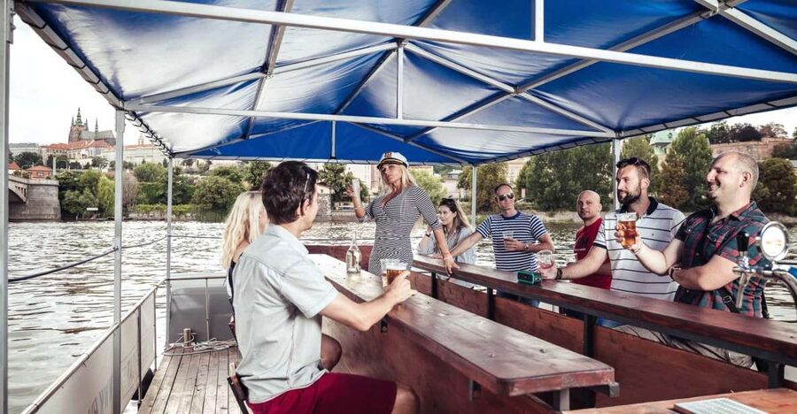 Prague: Private Cycle Boat River Tour with Beer or Prosecco - Setting off on the Vltava for 90 minutes