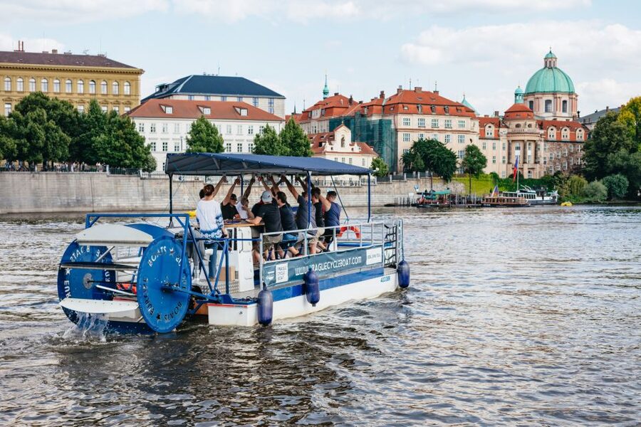 Prague: Swimming Beer Bike on A Cycle Boat - Mánes Bridge and the historic center