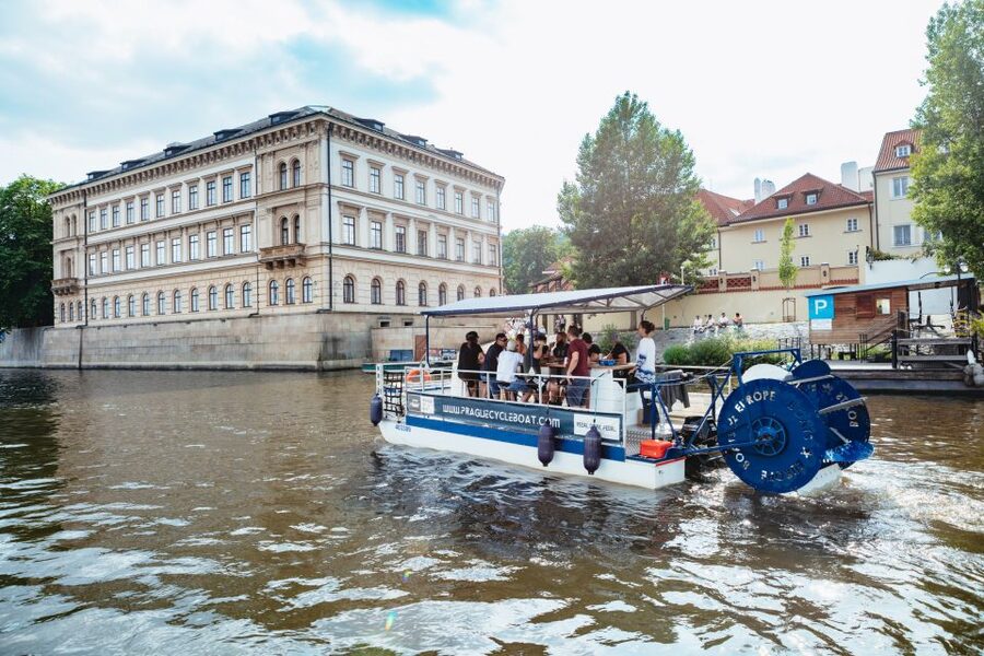 Prague: Swimming Beer Bike on A Cycle Boat - Charles Bridge from the Vltava
