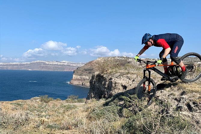 Private Electric Mountain Bike Experience and Tour in Santorini - Akrotiri brings stairs and a Venetian castle