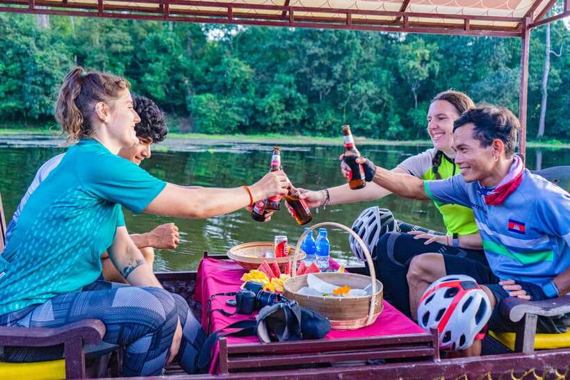 Siem Reap: Angkor Sunset Bike & Boat Tour /E-Bike Available - Behind Angkor Wat on a quieter afternoon route