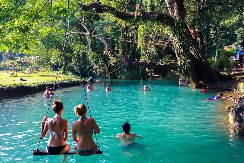 Vang Vieng: Blue Lagoon and Countryside Bike Tour with Lunch - Climbing to Phu Kham Cave